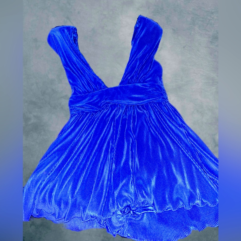 NEVER WORN PLISSE FASHION NOVA ROMPER ROYAL BLUE